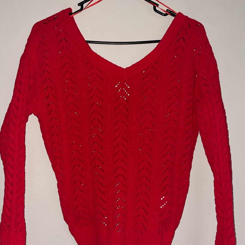 Red V-Neck Women's Sweater